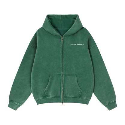 H.I.R. Zip-Through Boxy Fleece Hoodie