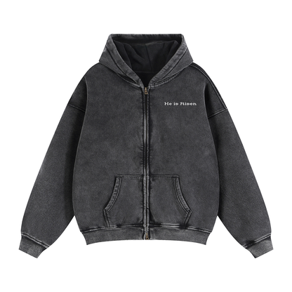 H.I.R. Zip-Through Boxy Fleece Hoodie