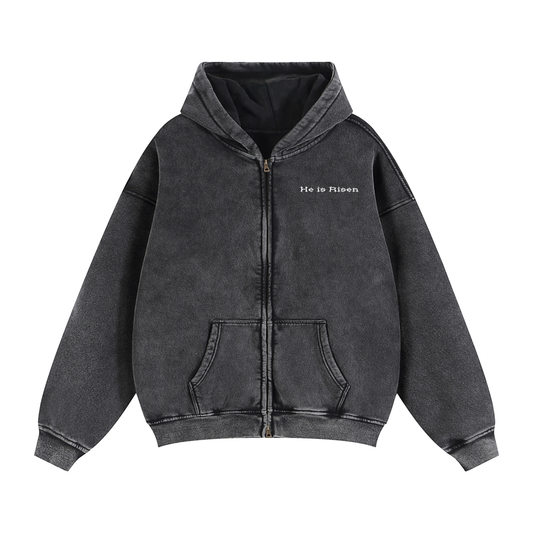 H.I.R. Zip-Through Boxy Fleece Hoodie